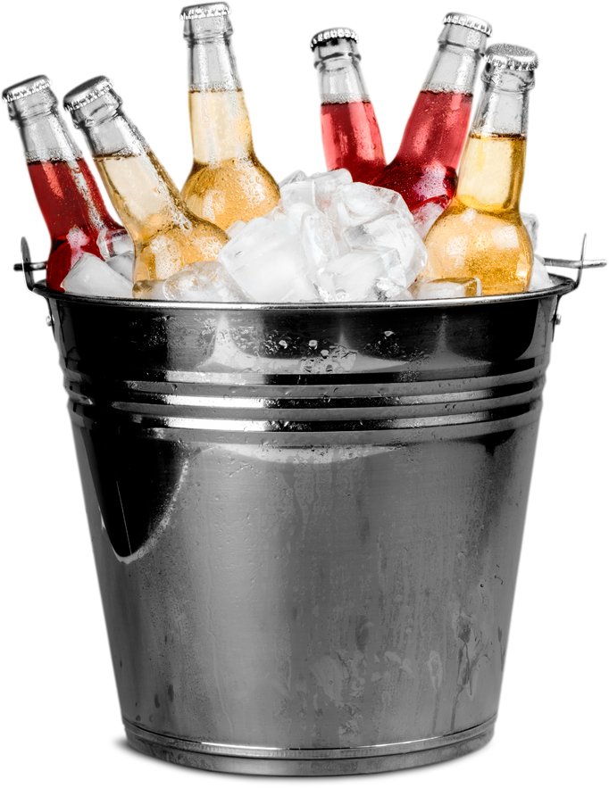 Beverage Bottles with Ice in a Bucket